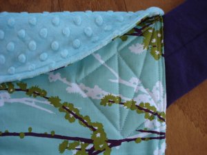I love this beautiful blue fabric with the soft minky on the inside. Swoon. 